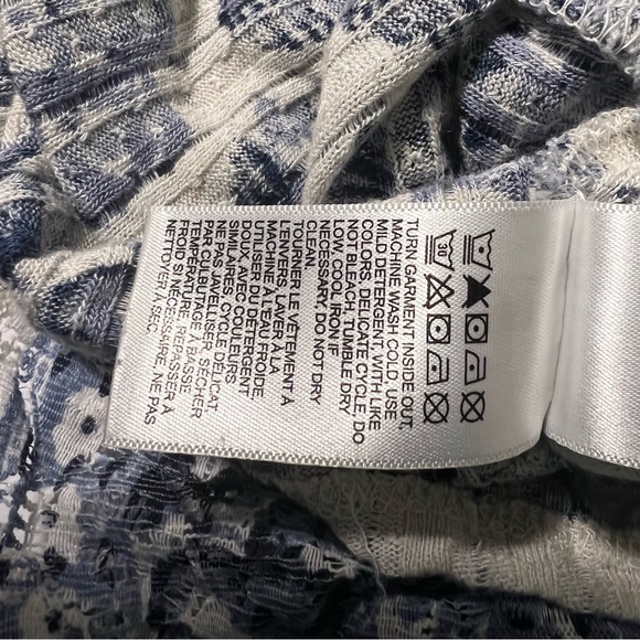 Lucky Brand Blue Patterned Tunic Peasant 3/4 Sleeve Top - Picture 9 of 11